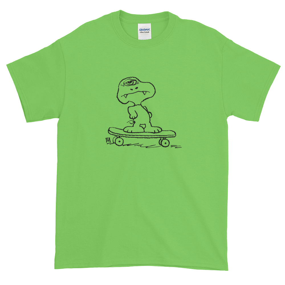 green skateboarding dog tee shirt hand drawn graphic skateboard streetwear ghoul monster snoopy cartoon peanuts skateboard